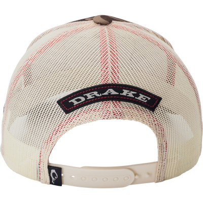Drake Life Mesh Back Cap showcasing a cream mesh crown, plastic snap-back strap, and Drake patch, designed for comfort and breathability with adjustable fit.