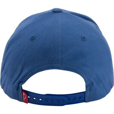 Drake Americana Dad Cap's back view, showcasing the snap closure, ventilation eyelets, and stitched seams, highlighting its durable cotton twill construction and adjustable fit.