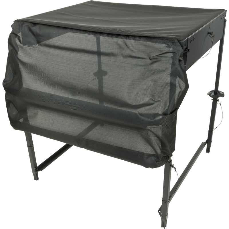 A black square object with a black cover, the Ghillie Deluxe Platform, a 34