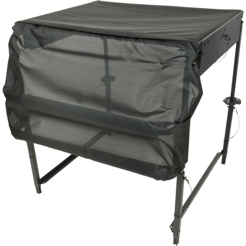 A black square object with a black cover, the Ghillie Deluxe Platform, a 34