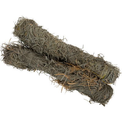 Close-up of a 5lb Raffia Grass Bundle, showcasing its natural texture, ideal for creating effective, weather-resistant hunting blinds and camouflage.
