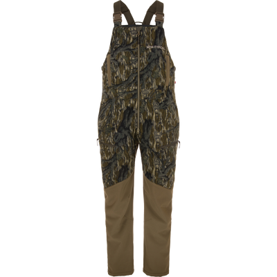 Non-Typical Statix Fleece Lined Bib with Agion Active X2, featuring camo-pattern fleece, integrated suspenders, zippered thigh pockets, and reinforced legs, ideal for extreme cold hunting conditions.