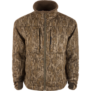 Midweight Nova Silencer Jacket with Agion Active X2, featuring a camo pattern, stand-up collar, zippered chest pockets, and elastic cuffs, designed for versatile outdoor use.
