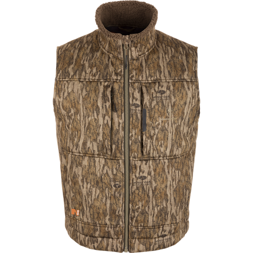 Midweight Nova Silencer Vest with Agion Active X2, featuring a high-collar, zip-front, and multiple pockets, designed for warmth, breathability, and odor protection in outdoor activities.