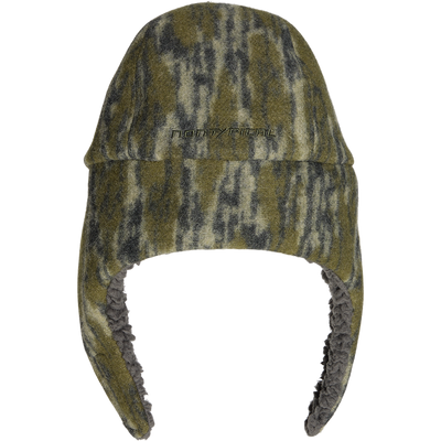 Non-Typical Hydrowool Hat with Agion Active X2, a camo-style fleece trapper hat featuring ear-flaps, offers superior warmth and protection for harsh hunting conditions.
