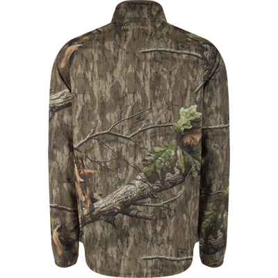 Non-Typical Lightweight SWT Half Zip Pullover with Scent Control, back view shows Mossy Oak camouflage and NONTYPICAL near collar, ideal for durable, odor-resistant hunting.