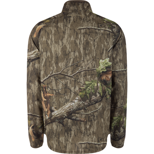 Non-Typical Lightweight SWT Half Zip Pullover with Scent Control, back view shows Mossy Oak camouflage and NONTYPICAL near collar, ideal for durable, odor-resistant hunting.