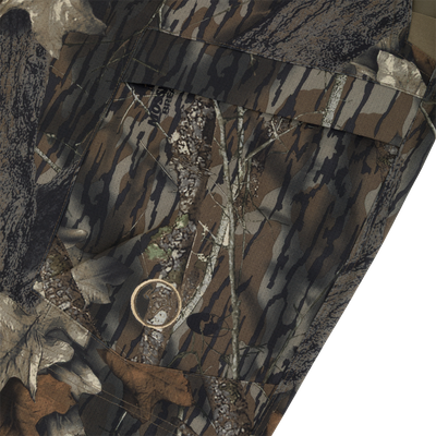 Non-Typical SWT Pant with Scent Control, showcasing tree-bark camouflage print with a stitched pocket, offering durability, odor resistance, and water resistance for hunting enthusiasts.