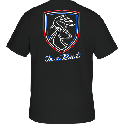 Non-Typical Americana Neon Rut T-Shirt featuring Drake Logo, crafted from a lightweight cotton-polyester blend, ideal for outdoor enthusiasts seeking quality performance wear.