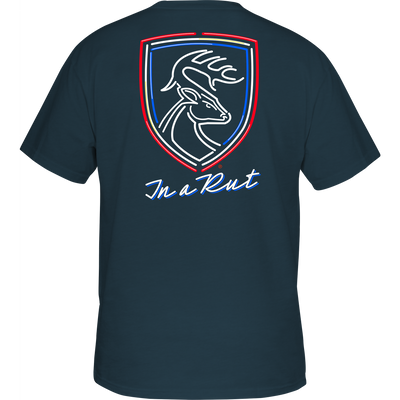 Non-Typical Americana Neon Rut T-Shirt featuring Drake Logo, crafted from 60% cotton, 40% polyester, ideal for outdoor enthusiasts seeking quality performance wear.