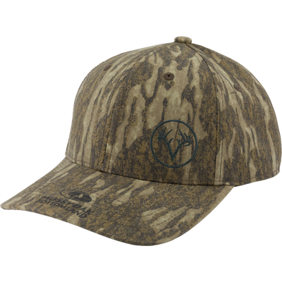 Non-Typical Side Logo Ball Cap with camouflage design, featuring 6-panel construction, mid-profile fit, embroidered deer-antler logo, curved brim, and snapback closure.