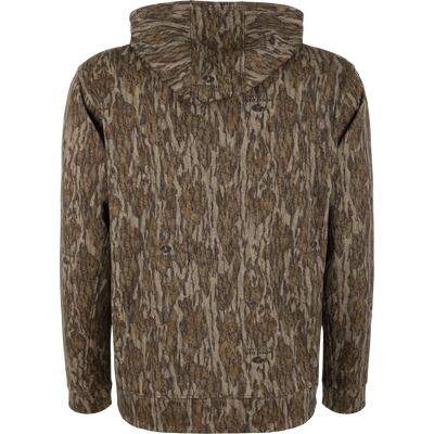 Non-Typical Performance Hoodie with Scent Control in bark camo pattern, featuring a lined hood, kangaroo pocket, and anti-pilling, stretchable outer shell for hunting comfort.