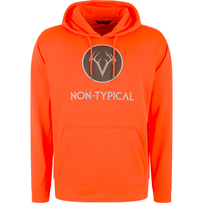 Non-Typical Performance Hoodie with Scent Control features a kangaroo pocket and a lined hood, ideal for cold weather activities with its durable, stretchy design.