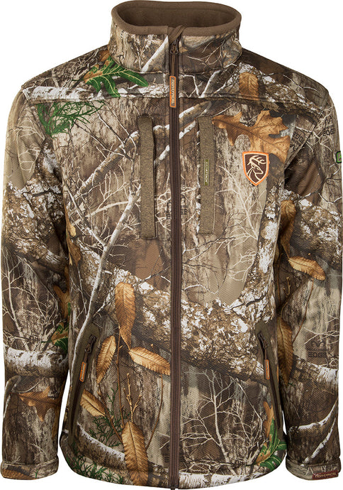 Youth Silencer Full Zip Jacket with camouflage pattern, Agion Active XL scent control, and multiple pockets for hunting gear.