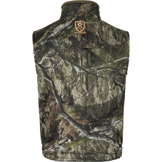 A Drake Silencer Vest with Agion Active XL, featuring a camouflage design and logo, perfect for successful hunting.