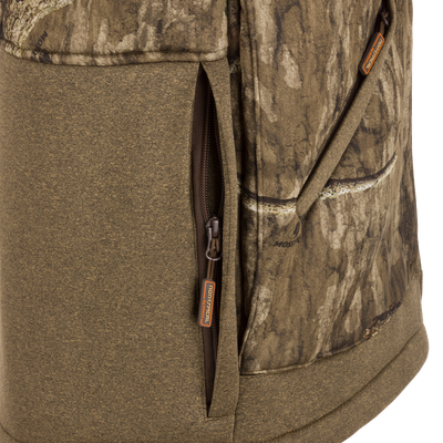 Stand Hunter's Silencer Jacket with Scent Control close-up showing durable fabric, zipper detail, and Magnattach™ chest pockets for late-season hunting.
