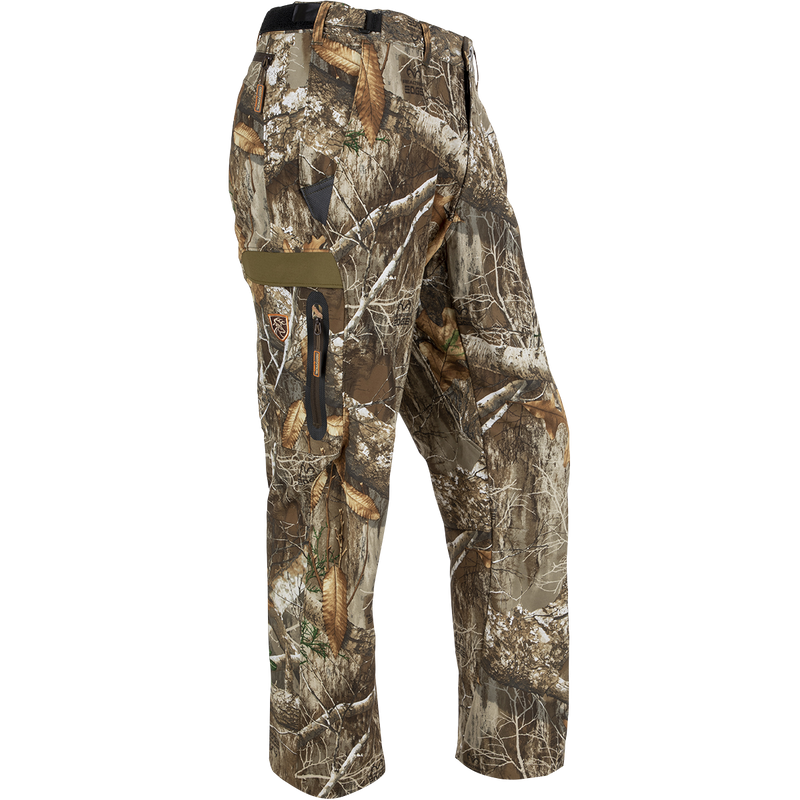 Camouflage Camo Tech Pant with Agion Active XL® by Drake Waterfowl: Polyester four-way stretch, lightweight, breathable. Features non-slip silicon waistband, various pockets for easy access. 