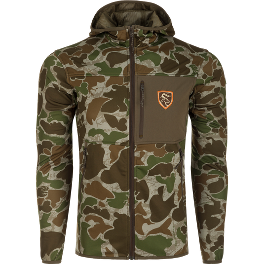 A lightweight camo hoodie with a full zip and Agion Active XL® scent control technology. Perfect for hot days and cool nights.