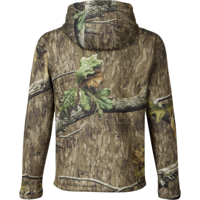 Non-Typical Silencer Hoodie with Agion Active X2, featuring a Mossy Oak camouflage pattern, adjustable hood, and kangaroo pocket, designed for optimal thermal regulation and noise reduction.