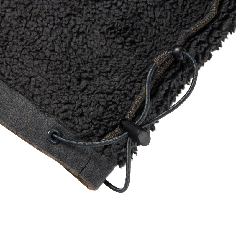 Close-up of the Non-Typical Silencer Hoodie's sherpa fabric with an elastic drawcord and cord-lock toggle, showcasing its adjustable fit and advanced anti-odor technology.