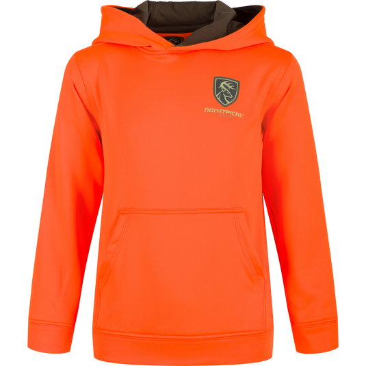 Youth Performance Hoodie: Soft, combed fleece interior for comfort and heat retention. Double-lined hood and kangaroo pouch for wind protection and extra warmth. Improved stretch and fit for increased range of motion. Ideal for everyday use and outdoor activities.