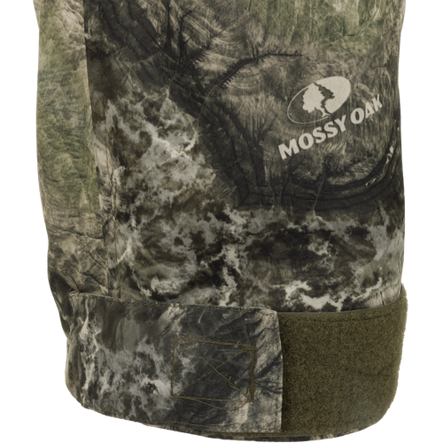 Endurance Jean Cut Pant with logo on camouflaged fabric, fleece lined, adjustable waist, and odor control technology.