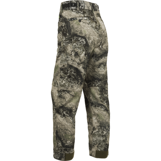 Endurance Jean Cut Pant with Agion Active XL: Camouflage pants with adjustable waist, front slash pockets, and rear pockets. Fleece lined for comfort and protection in mid-season hunting.