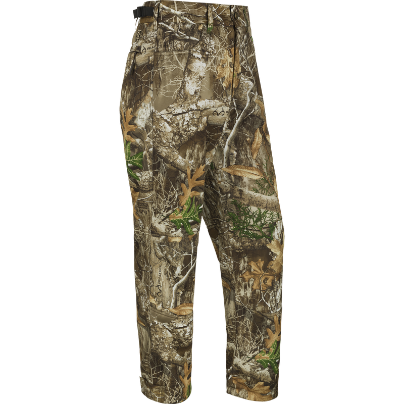Youth Endurance Camo Pant With Agion Active XL, a mid-weight design for unpredictable weather. Silent shell fabric with stretch and fleece lining. Adjustable waist, front slash pockets, and rear pockets.