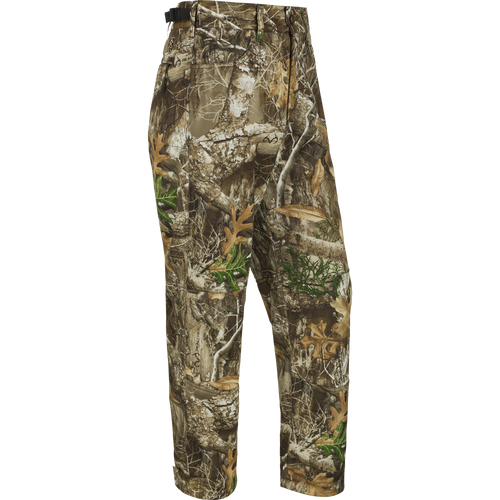 Youth Endurance Camo Pant With Agion Active XL, a mid-weight design for unpredictable weather. Silent shell fabric with stretch and fleece lining. Adjustable waist, front slash pockets, and rear pockets.