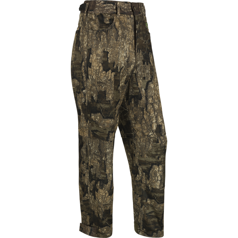 Youth Endurance Camo Pant With Agion Active XL, a mid-weight, sleek design for unpredictable weather. Features front slash pockets, rear pockets, and adjustable waist.
