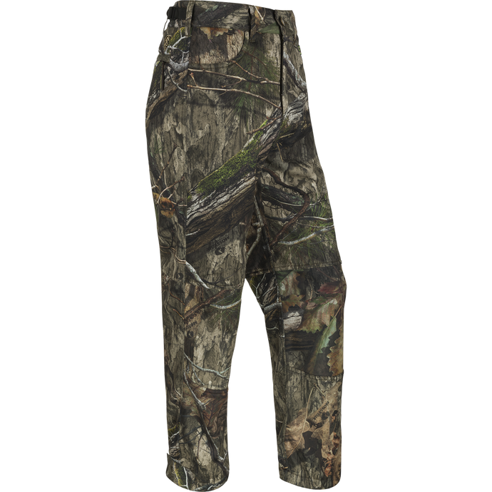Endurance Jean Cut Pant with Agion Active XL: Camouflage hunting pants with fleece lining, adjustable waist, and multiple pockets.