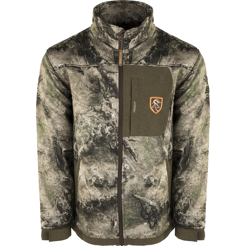 Endurance Full Zip Jacket with Agion Active XL, a lightweight soft-shell jacket ideal for cool fall days. Features a deep quarter-zip neck, vertical magnetic chest pocket, and odor control technology. Perfect for hunters seeking an advantage over game animals.