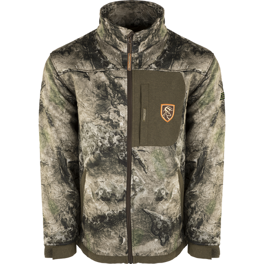 Endurance Full Zip Jacket with Agion Active XL, a lightweight soft-shell jacket ideal for cool fall days. Features a deep quarter-zip neck, vertical magnetic chest pocket, and odor control technology. Perfect for hunters seeking an advantage over game animals.
