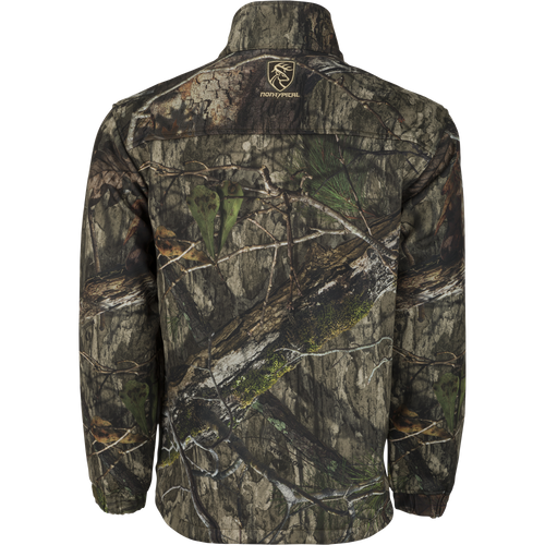 Women's Endurance Full Zip Jacket: Lightweight camouflage jacket with a deer head patch, deep quarter-zip neck, and magnetic chest pocket. Ideal for cool fall days.