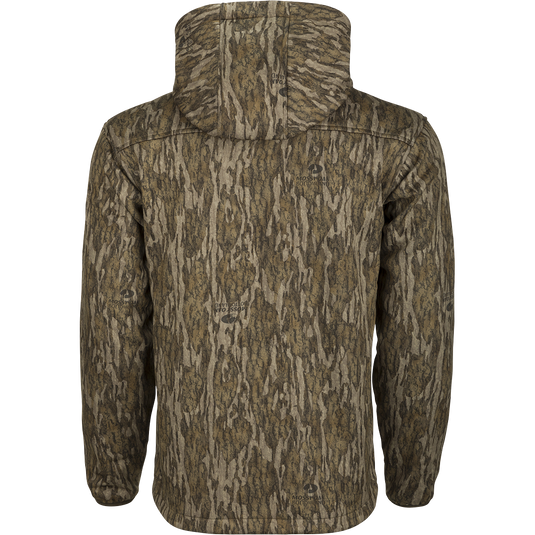 Endurance 1/4 Zip Jacket: Lightweight, silent jacket with hood. Ideal for cool fall days. Made of polyester microfiber fabric. Features scent control technology, magnetic chest pocket, and zippered pockets. Perfect for hunting and outdoor activities.