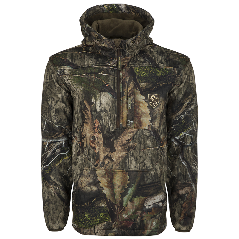 Endurance 1/4 Zip Jacket: Lightweight, silent camo jacket with fleece backing. Features quarter-zip neck, magnetic chest pocket, and odor control technology. Ideal for cool fall days.