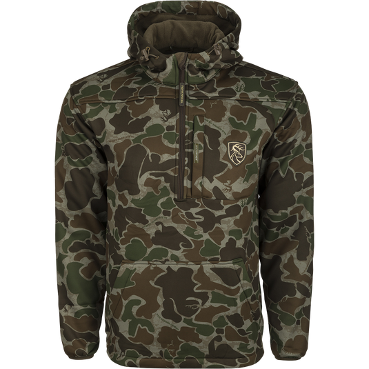 Endurance 1/4 Zip Jacket: Lightweight camouflage jacket with soft-shell fabric for cool fall days. Features a deep quarter-zip neck, magnetic chest pocket, and odor control technology. Perfect for hunting and outdoor activities.