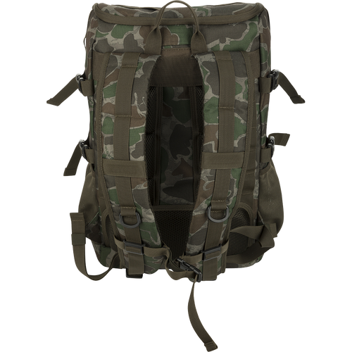 Non-Typical Rucksack: Camouflage backpack with versatile pockets, MOLLE loops, adjustable straps, and foam padding for hunting necessities.