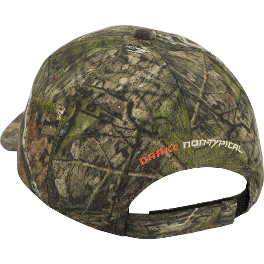 Non-Typical Logo Camo Cotton Cap - Mossy Oak Terra Coyote. A comfortable, adjustable hat made of 100% cotton twill. Features the Non-Typical logo on the front.