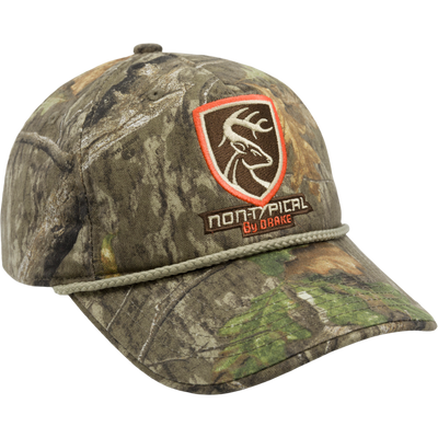 Non-Typical 5-Panel Cap featuring a structured front with logo, adjustable hook & loop closure, made from 100% cotton twill for a mid-profile fit.