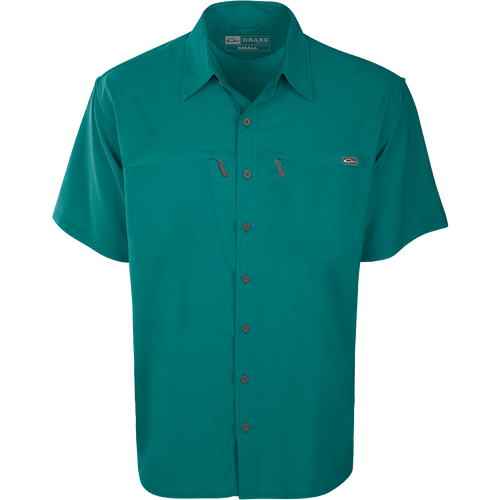 A lightweight, moisture-wicking Town Lake Shirt S/S with a textured fabric and button details. Perfect for warm months and versatile for any occasion.