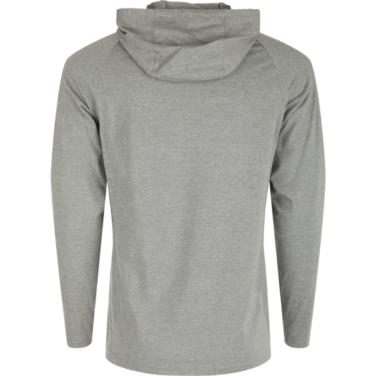 Bamboo Long Sleeve Hoodie with drawstring hood and buttery soft bamboo blend fabric. Lightweight, moisture-wicking, and quick-drying.