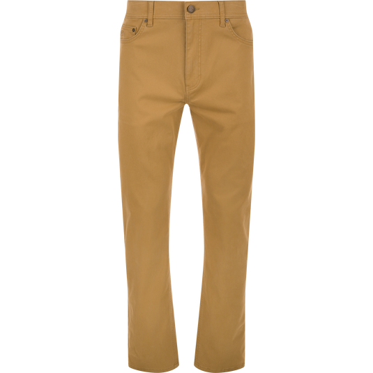 Field khaki Wingshooter Twill 5 Pocket Pant featuring a button fly.