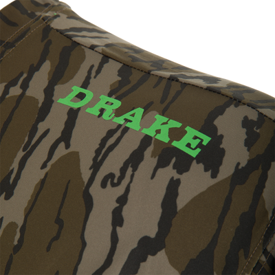 Lake Shore Performance Short Sleeve Crew T-Shirt with camo pattern, DRAKE brand logo, featuring cooling technology and UPF 50 protection, ideal for outdoor activities.