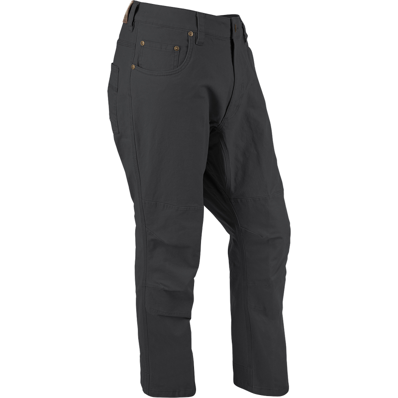A pair of Canvas Pants made from lightweight cotton canvas with metal rivet accents on the pockets and reinforced knees.
