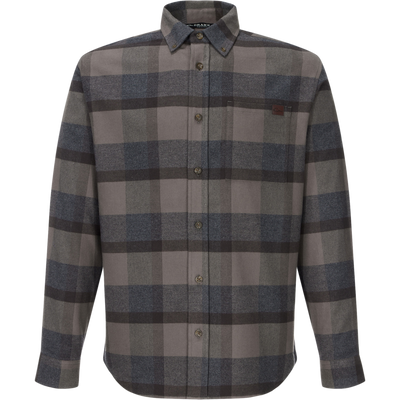 Autumn Flannel Shirt: Long-sleeve plaid shirt with button-down collar, chest pocket, and sculpted hem, ideal for versatile outdoor wear.