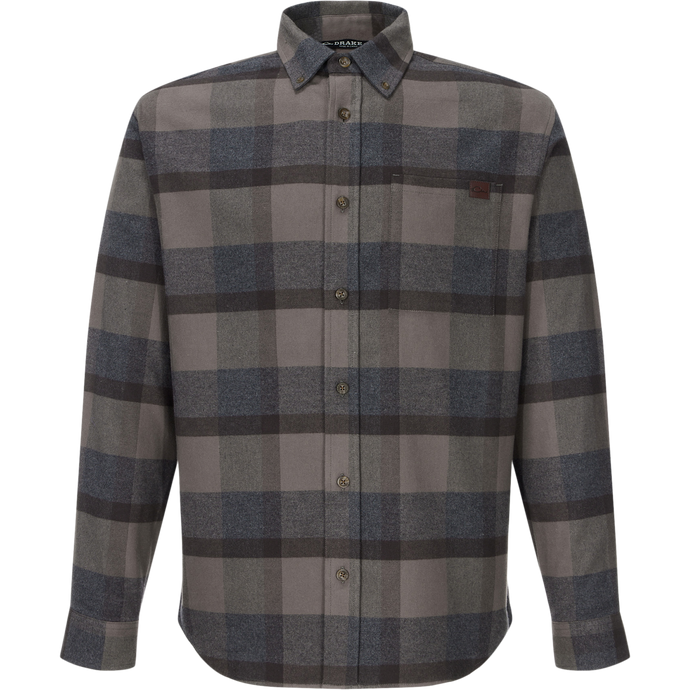 Autumn Flannel Shirt: Long-sleeve plaid shirt with button-down collar, chest pocket, and sculpted hem, ideal for versatile outdoor wear.