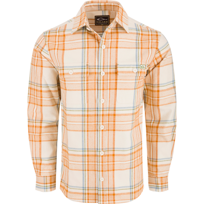 Legacy Flannel Plaid Shirt with button-down closure, classic collar, and two chest pockets; ideal for layering during cool autumn days.