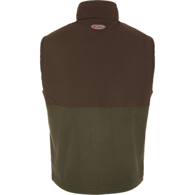Eqwader Vest showcasing close-up of fleece and waterproof upper, highlighting chest pockets and adjustable waist for optimal movement and storage, ideal for hunting.