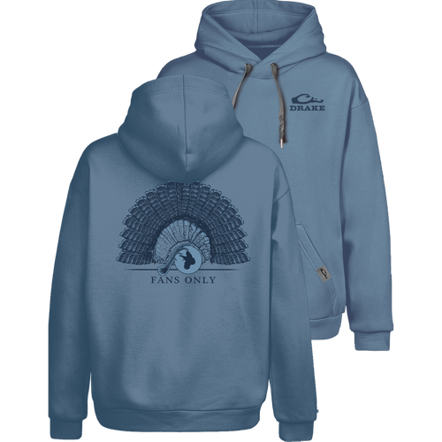 Fans Only Graphic Hoodie featuring the Drake Logo on the front, adjustable drawstring hood, kangaroo pocket, and side panels for stretch and comfort.